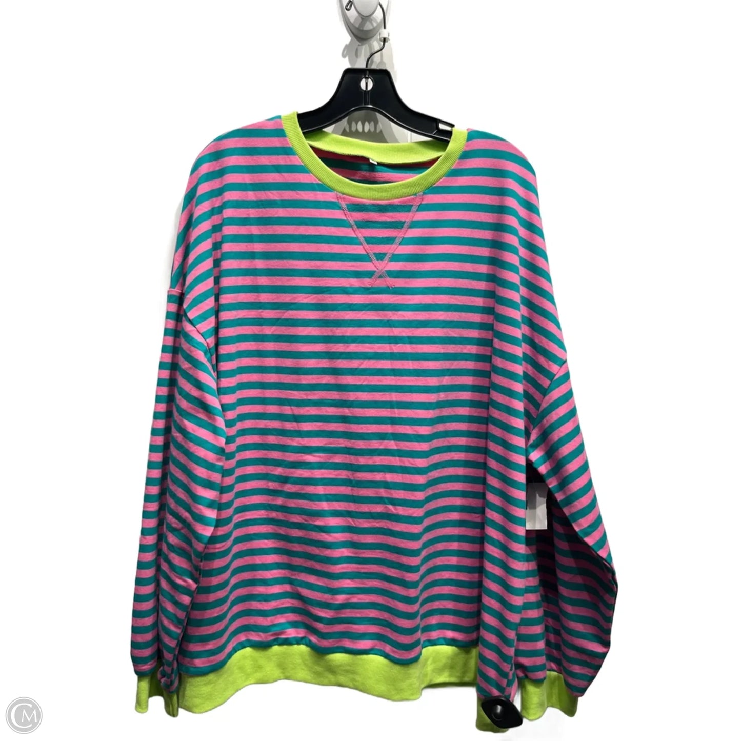 Sweatshirt Crewneck By Clothes Mentor In Green & Pink, Size: Xl