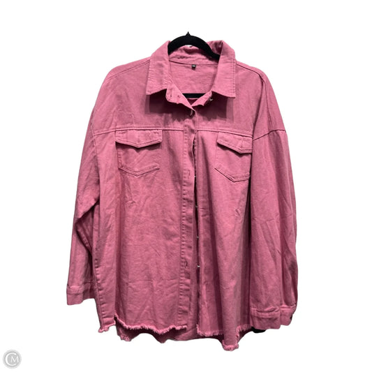 Jacket Denim By Clothes Mentor In Pink Denim, Size: 2x