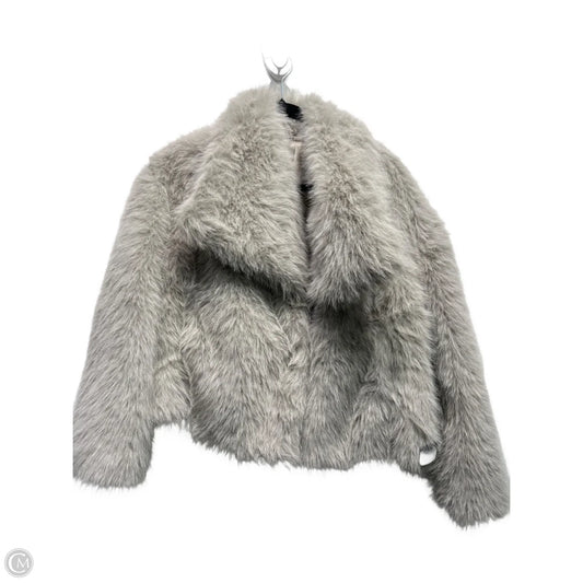 Jacket Faux Fur & Sherpa By Clothes Mentor In Grey, Size: L