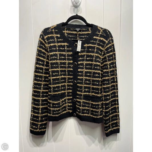 Sweater Cardigan By Talbots In Black & Gold, Size: M