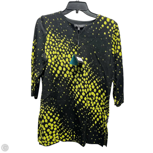 Top 3/4 Sleeve By Ming Wang In Black & Yellow, Size: S