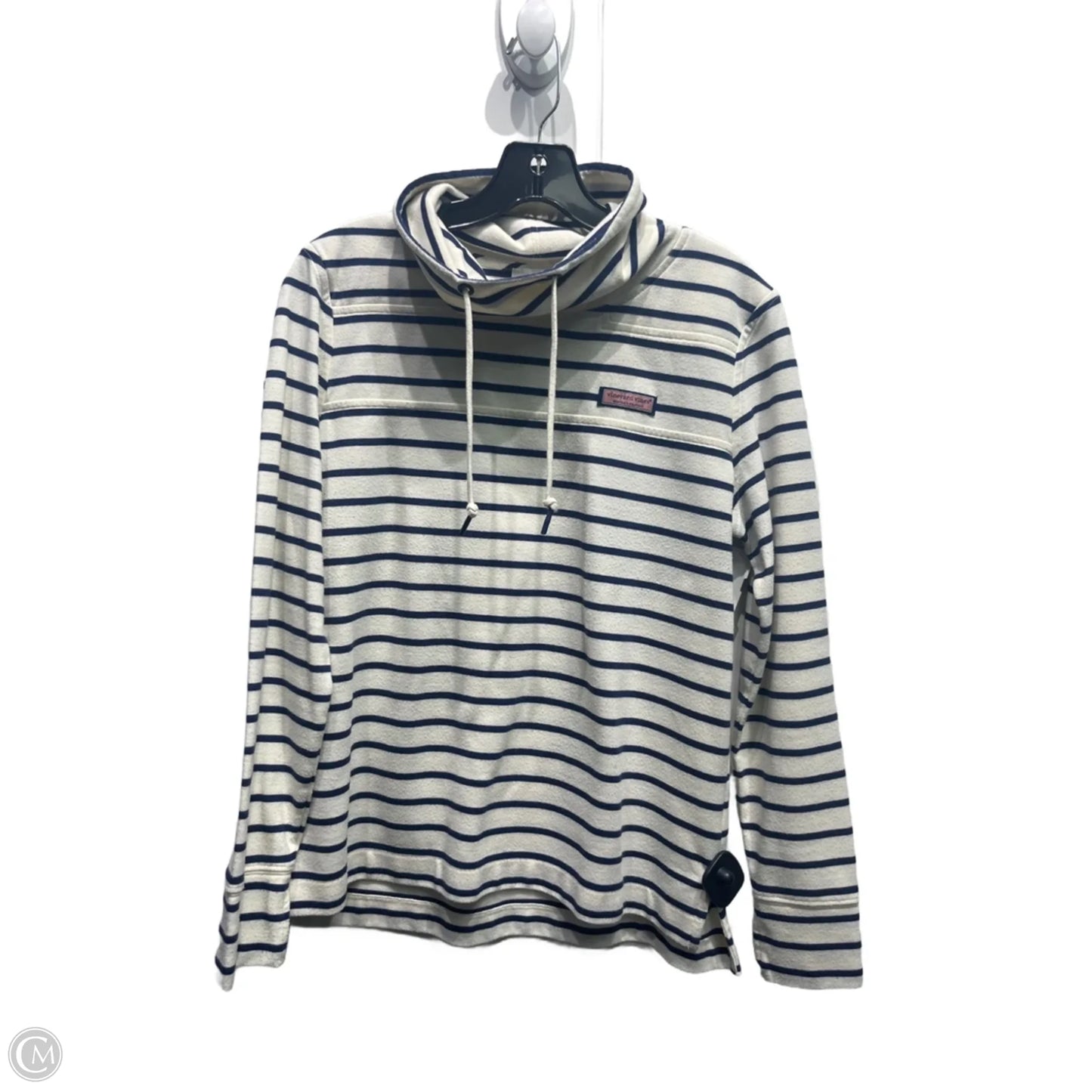 Sweatshirt Collar By Vineyard Vines In Blue & Cream, Size: S