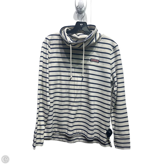 Sweatshirt Collar By Vineyard Vines In Blue & Cream, Size: S