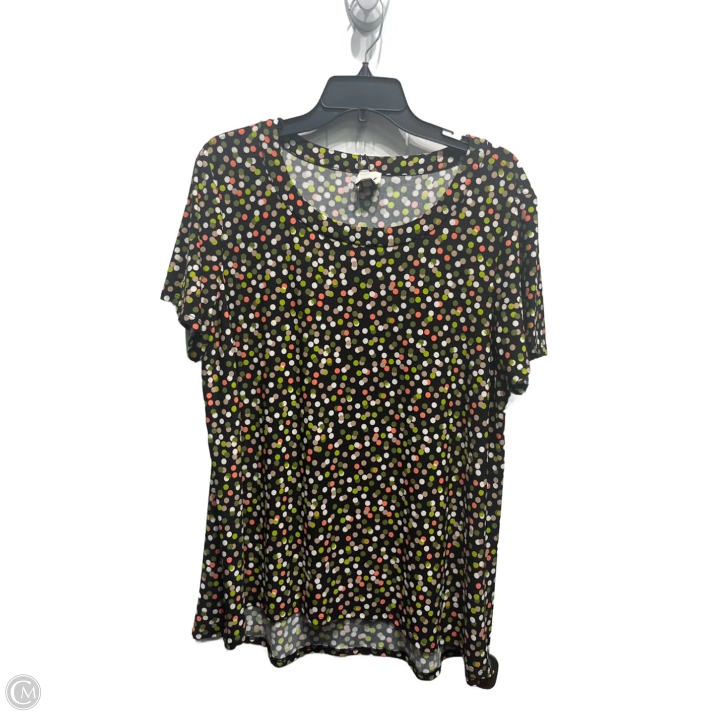 Top Short Sleeve By Anne Klein In Black & Green, Size: 1x
