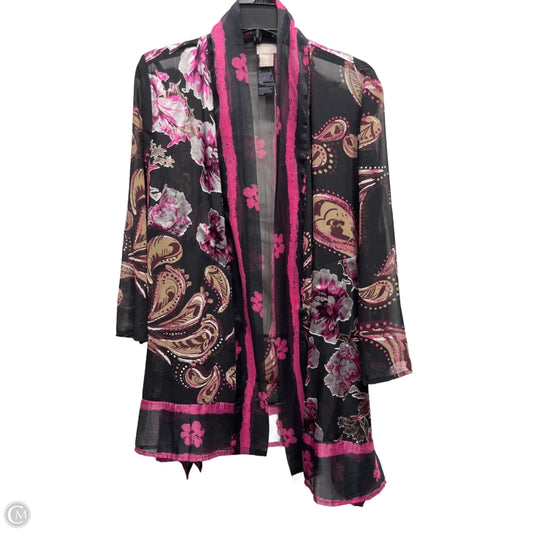 Cardigan By Chicos In Black & Purple, Size: 8