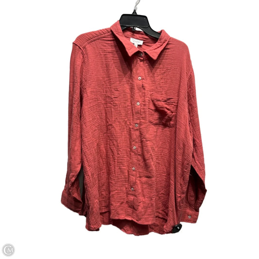 Top Long Sleeve By Jessica Simpson In Red, Size: Xxl