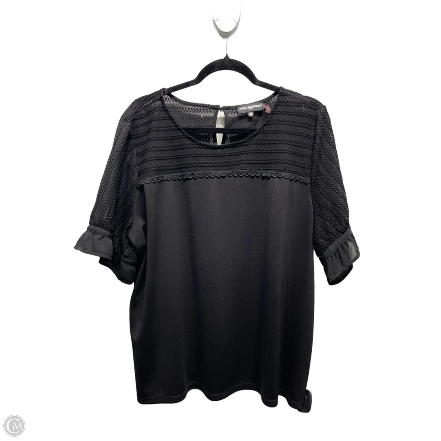 Top Short Sleeve Designer By Karl Lagerfeld In Black, Size: Xl