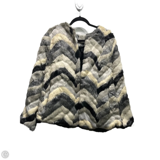 Coat Faux Fur & Sherpa By Fate In Black & Grey, Size: L