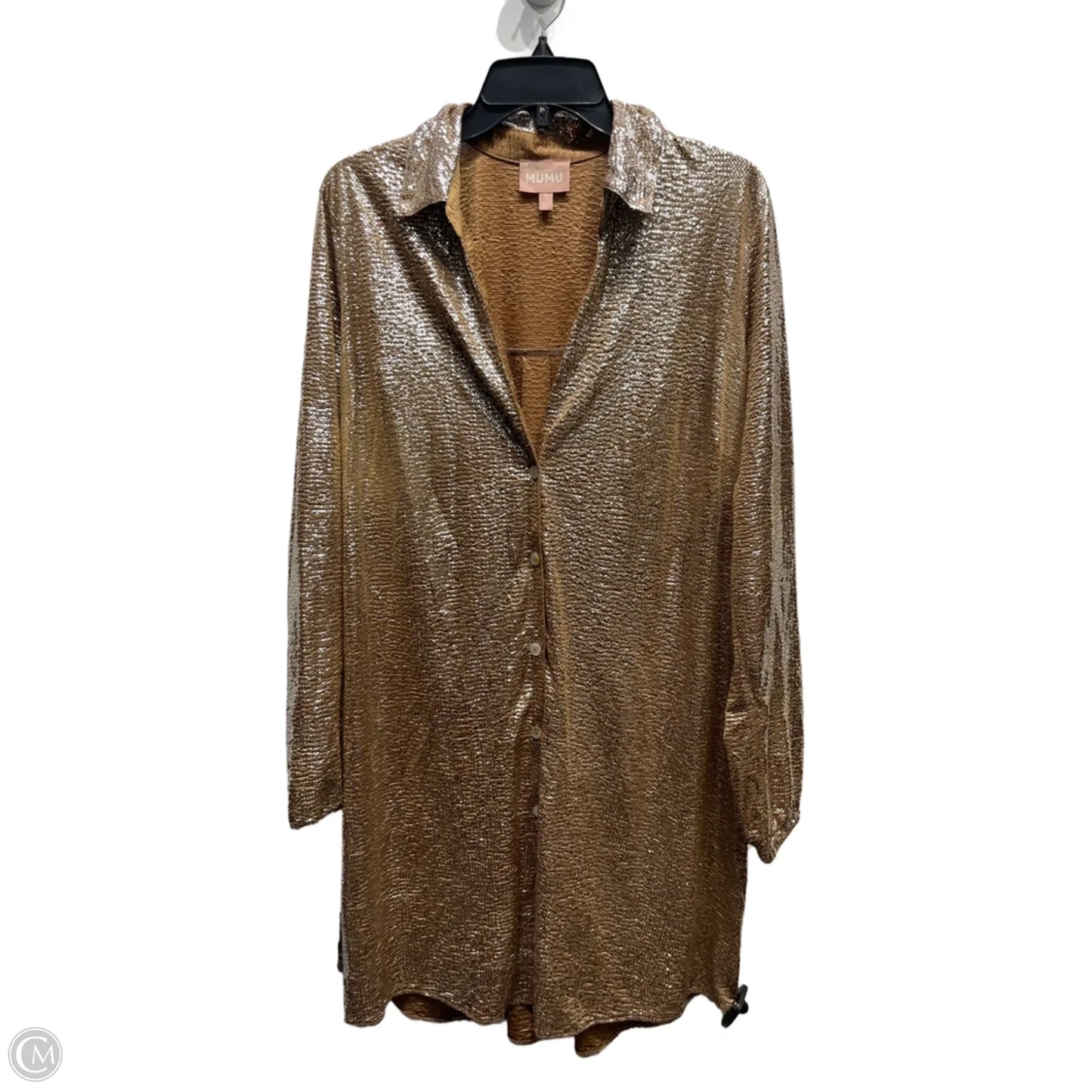 Top Long Sleeve By Mumu In Gold, Size: Xl