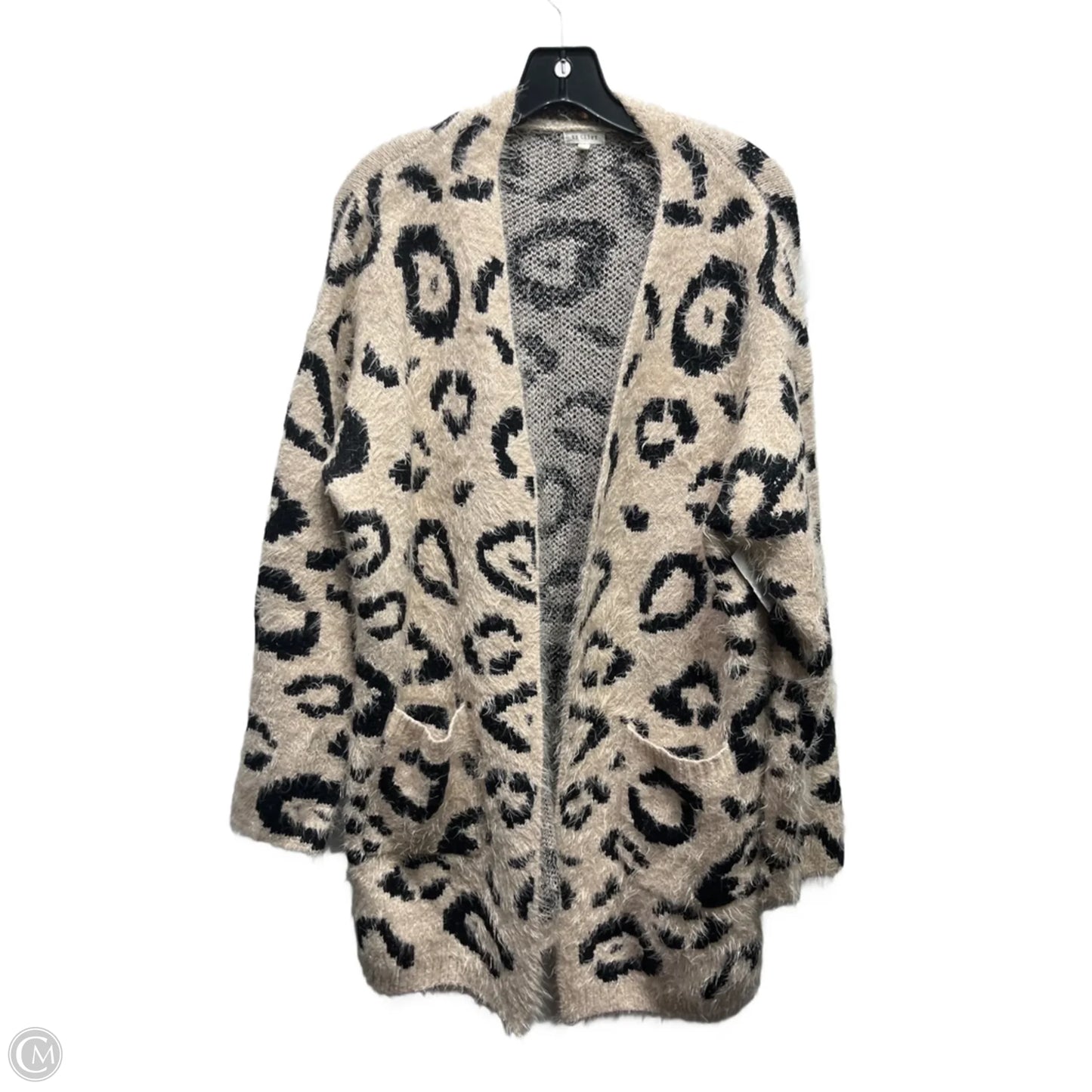 Sweater Cardigan By En Creme In Black & Tan, Size: L