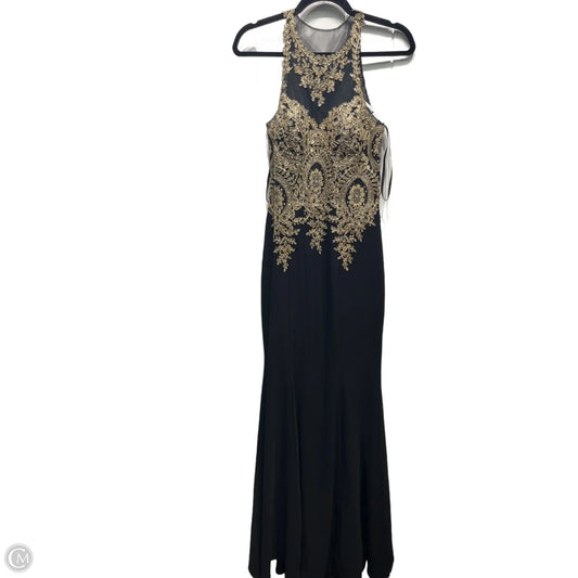 Dress Designer By Xscape In Black & Gold, Size: 8