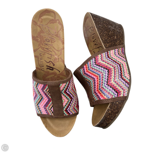Sandals Heels Wedge By Blowfish In Pink & Purple, Size: 9