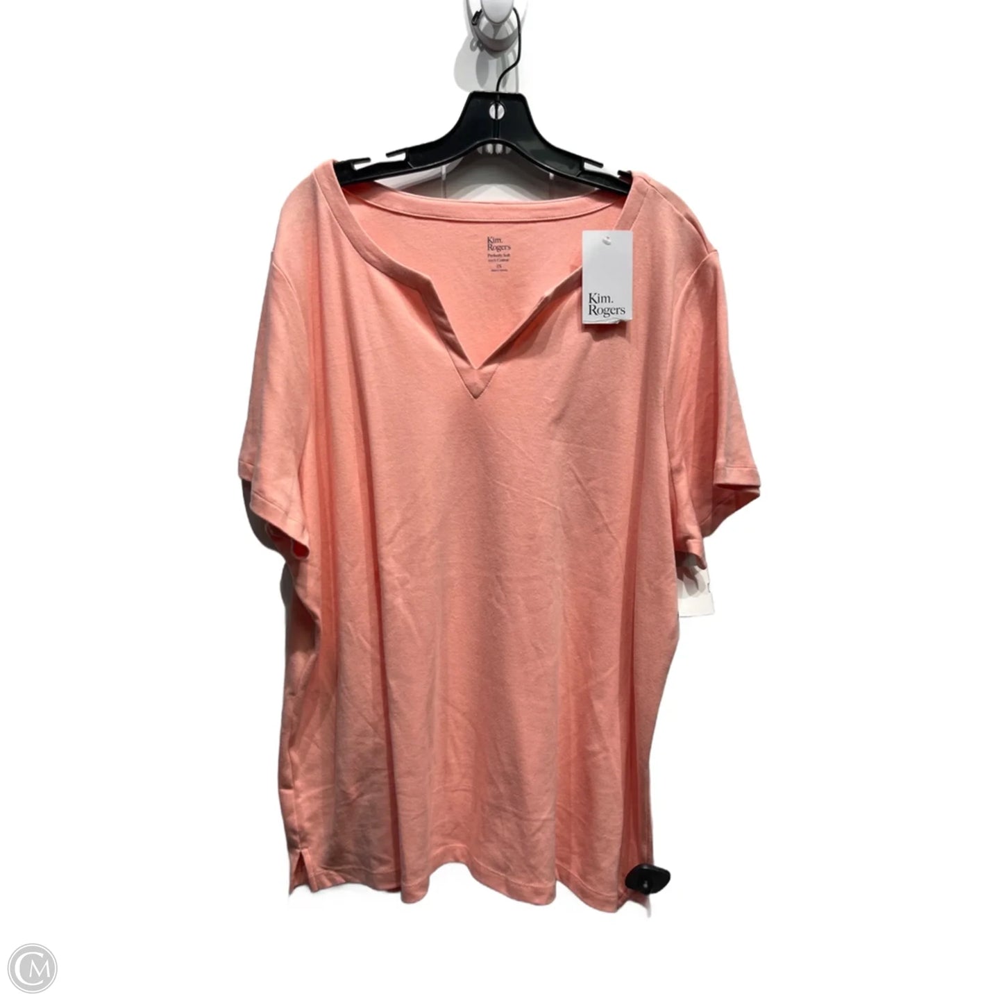 Top Short Sleeve Basic By Kim Rogers In Peach, Size: 2x