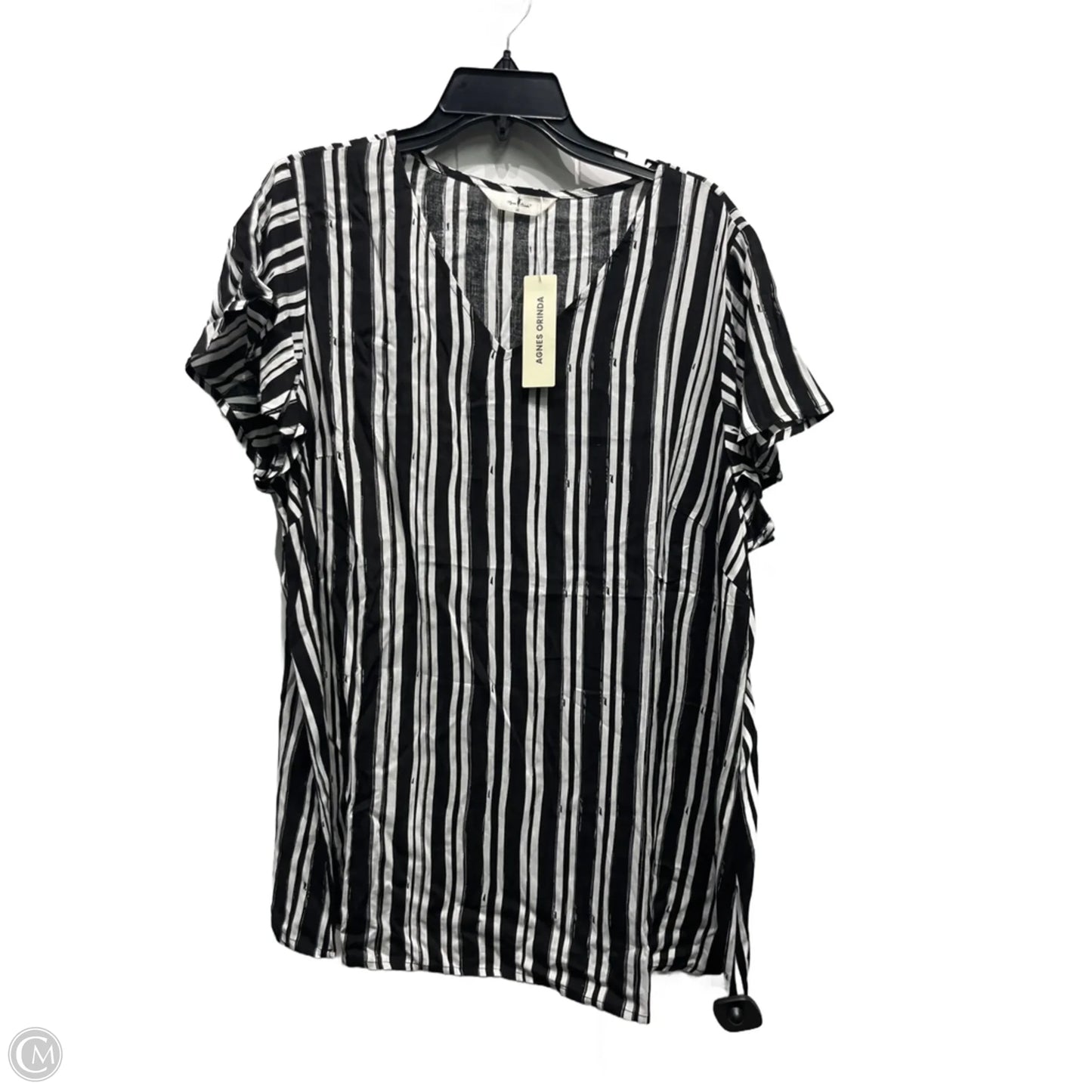 Top Short Sleeve By Agnes Orinda In Black & White, Size: 2x