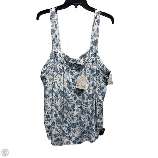 Top Sleeveless By Wonderly In Blue & White, Size: 2x
