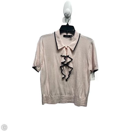 Top Short Sleeve By Lauren By Ralph Lauren In Black & Pink, Size: Xl