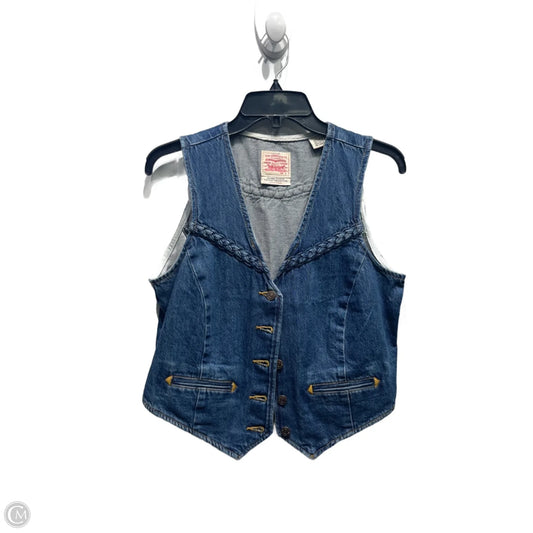 Vest Faux Fur & Sherpa By Levis In Blue Denim, Size: S