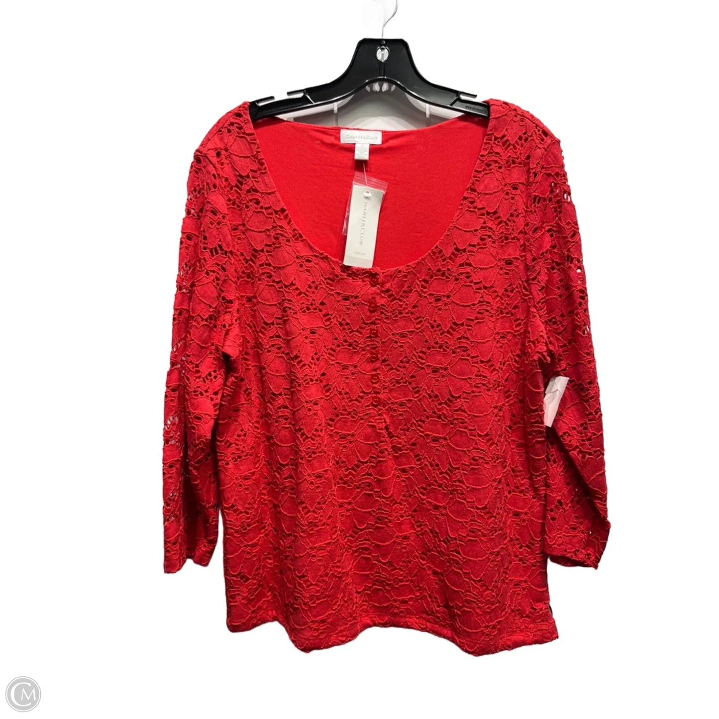 Top Long Sleeve By Charter Club In Red, Size: Xl