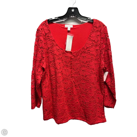 Top Long Sleeve By Charter Club In Red, Size: Xl