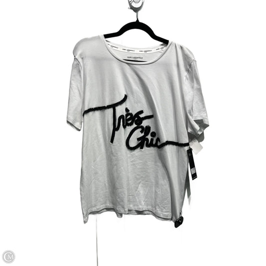 Top Short Sleeve Designer By Karl Lagerfeld In Black & White, Size: Xl