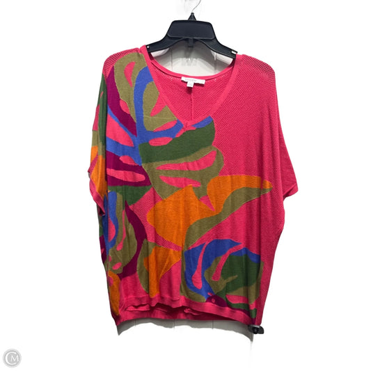 Top Short Sleeve By Chicos In Green & Pink, Size: L