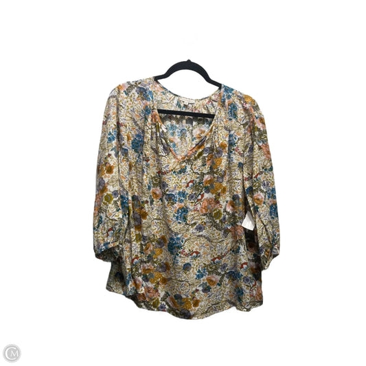 Top Short Sleeve By Mercer And Madison In Blue & Tan, Size: 2x