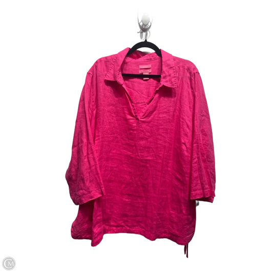 Top 3/4 Sleeve By Isaac Hazan In Pink, Size: 3x