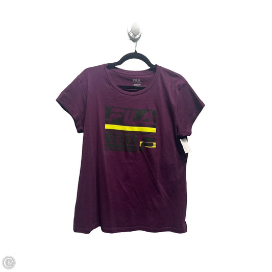 Athletic Top Short Sleeve By Fila In Purple, Size: Xl