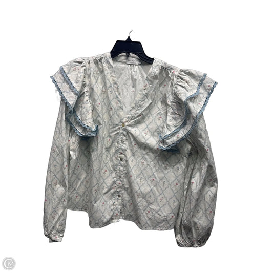 Top Long Sleeve By SHOP THE MINT  In Blue & White, Size: Xl