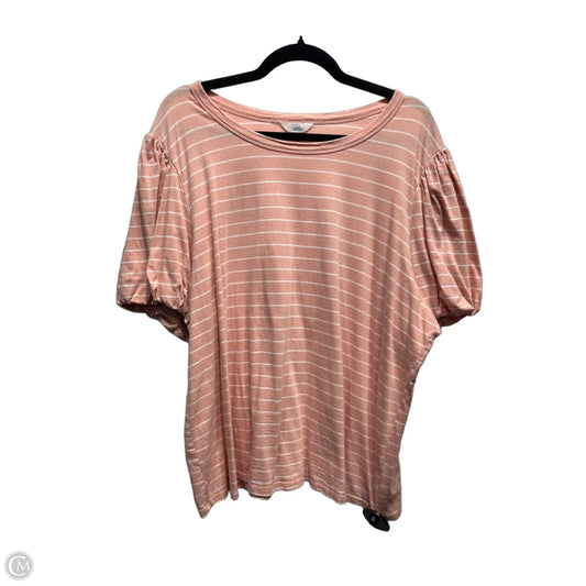 Top Short Sleeve By Time And Tru In Pink & White, Size: 22