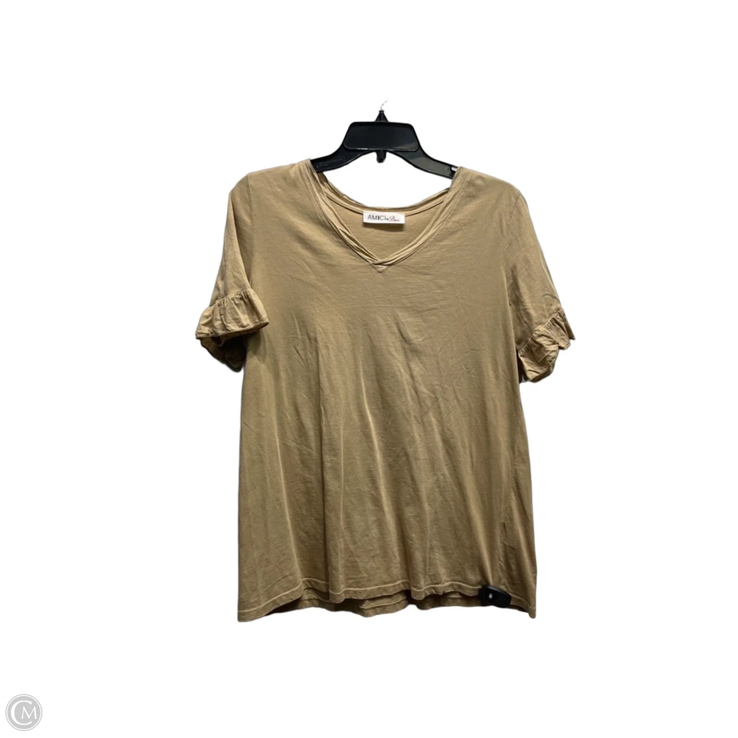 Top Short Sleeve By baci In Tan, Size: M