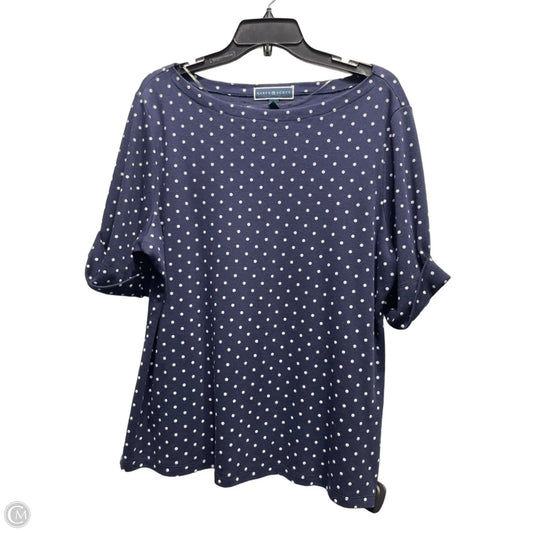 Top Short Sleeve By Karen Scott In Blue & White, Size: 2x