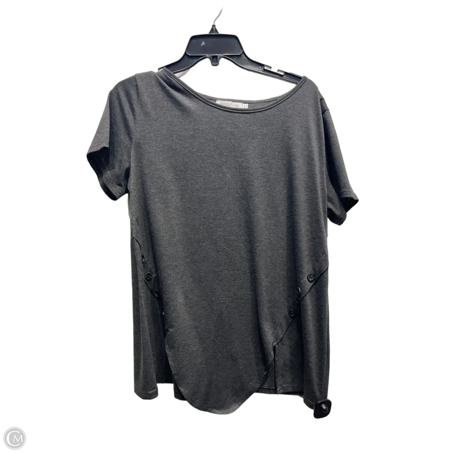 Top Short Sleeve By Misslook In Grey, Size: L