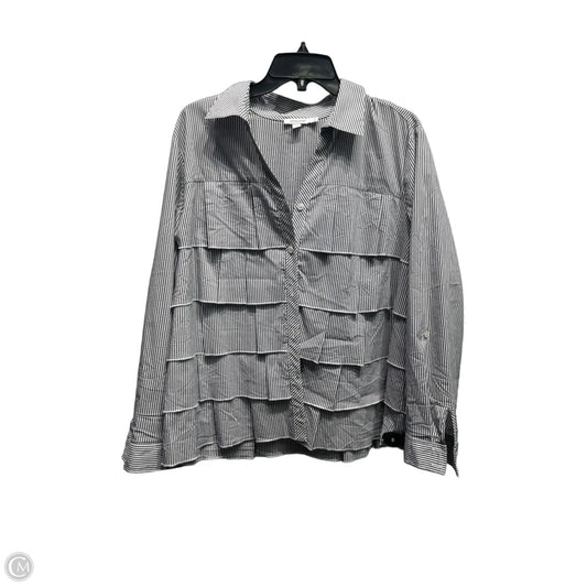 Top Long Sleeve By Chicos In Grey & White, Size: 16