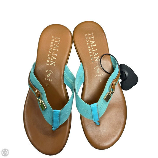 Sandals Flats By Italian Shoemakers In Teal, Size: 6