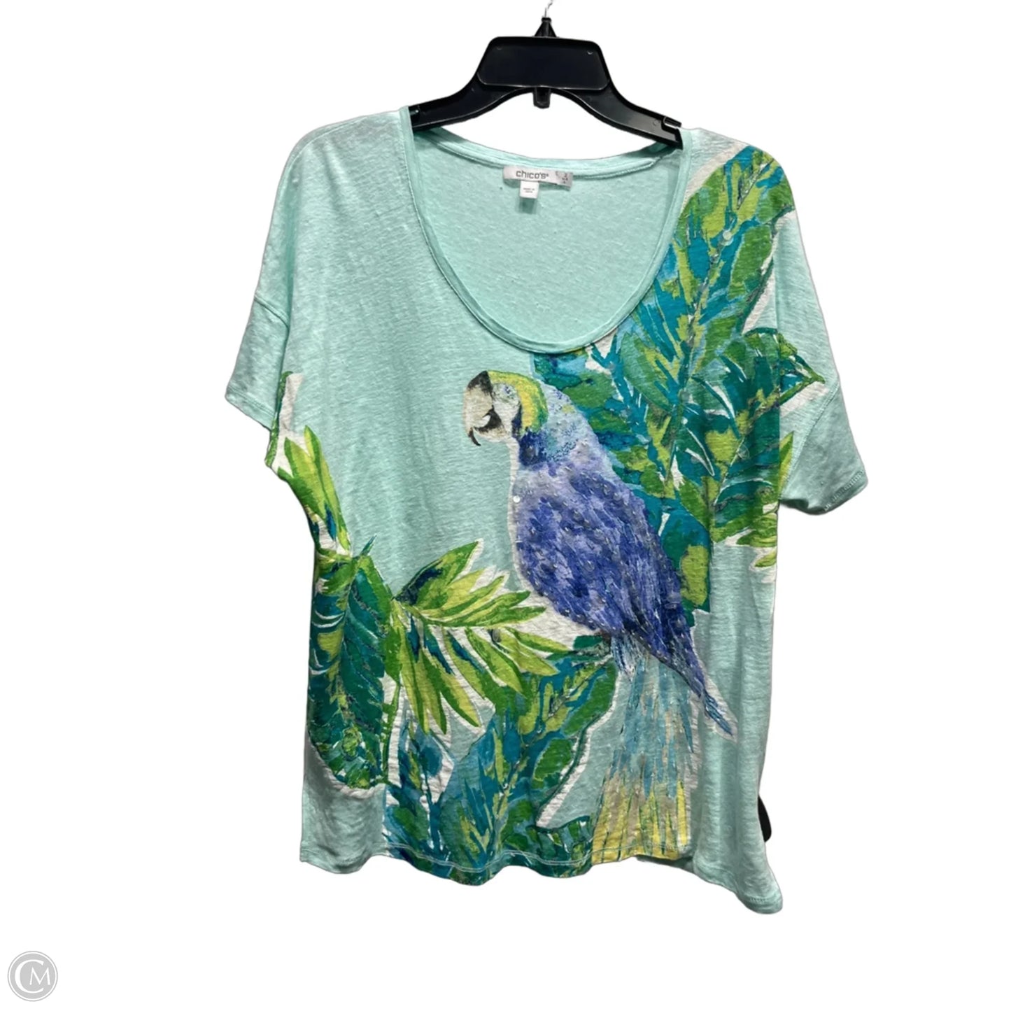 Top Short Sleeve By Chicos In Green, Size: L