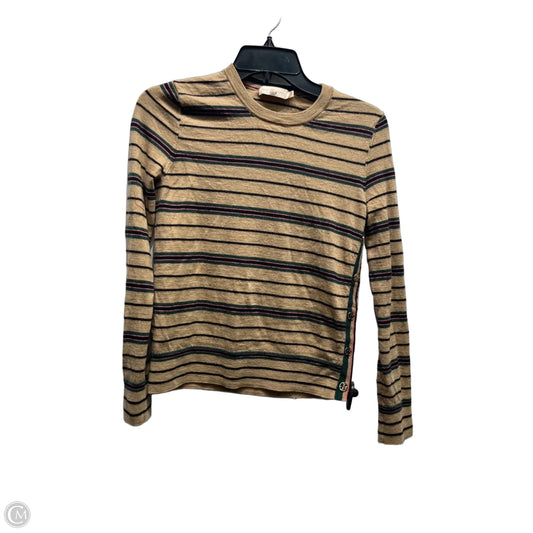 Top Long Sleeve Designer By Tory Burch In Green & Tan, Size: S