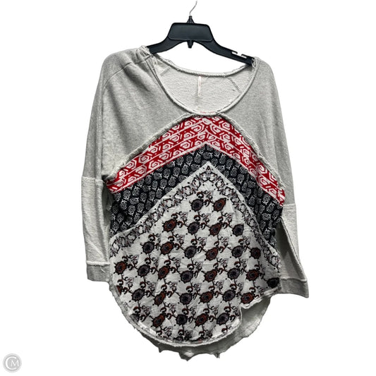 Top Long Sleeve By Free People In Grey & Red, Size: Xs