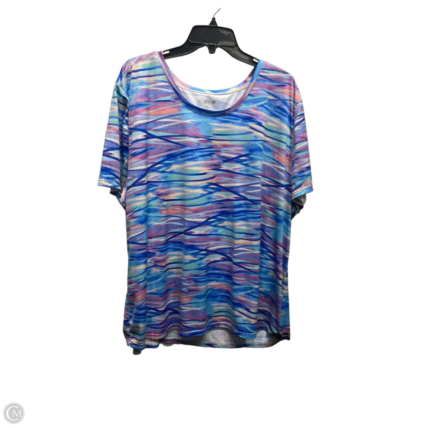 Top Short Sleeve By Reel Legends In Blue & Purple, Size: 3x