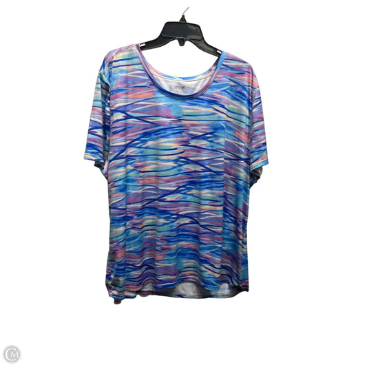 Top Short Sleeve By Reel Legends In Blue & Purple, Size: 3x