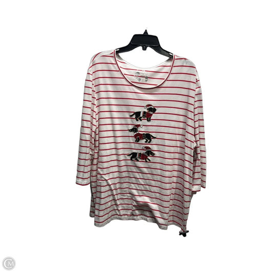 Top 3/4 Sleeve By Coral Bay In Red & White, Size: 2x