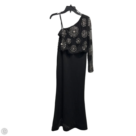 Dress Party Long By Adrianna Papell In Black & Silver, Size: 2