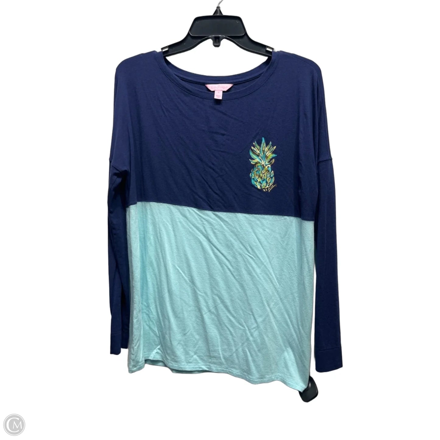 Top Long Sleeve Designer By Lilly Pulitzer In Blue & Green, Size: S