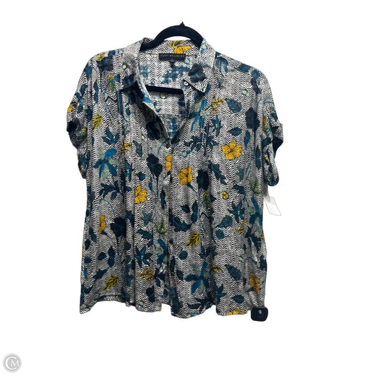 Top Short Sleeve By Jane And Delancey In Blue & Yellow, Size: S