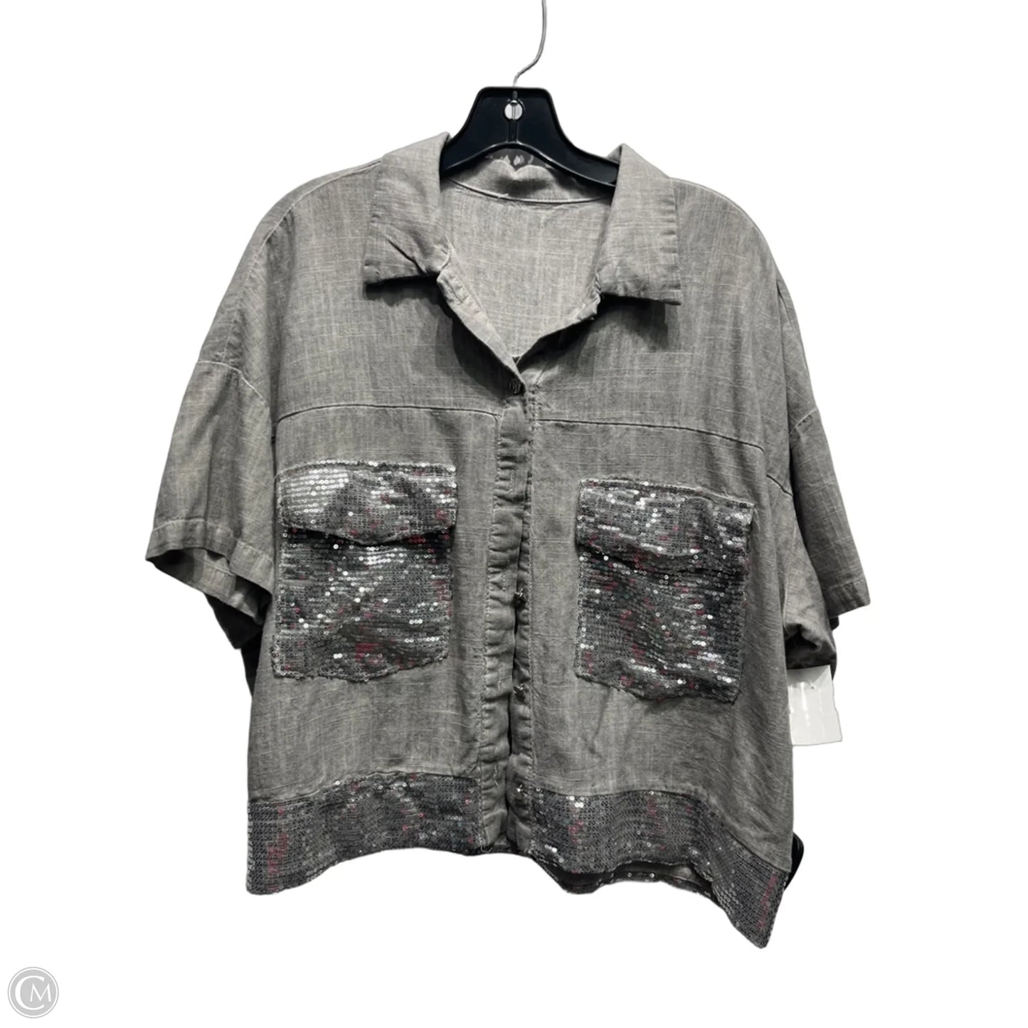 Top Short Sleeve By M Made In Italy In Grey, Size: L