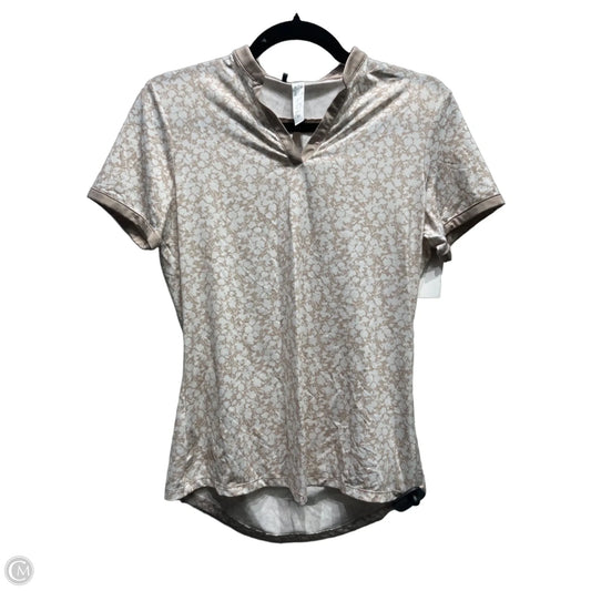 Athletic Top Short Sleeve By Adidas In Tan & White, Size: S
