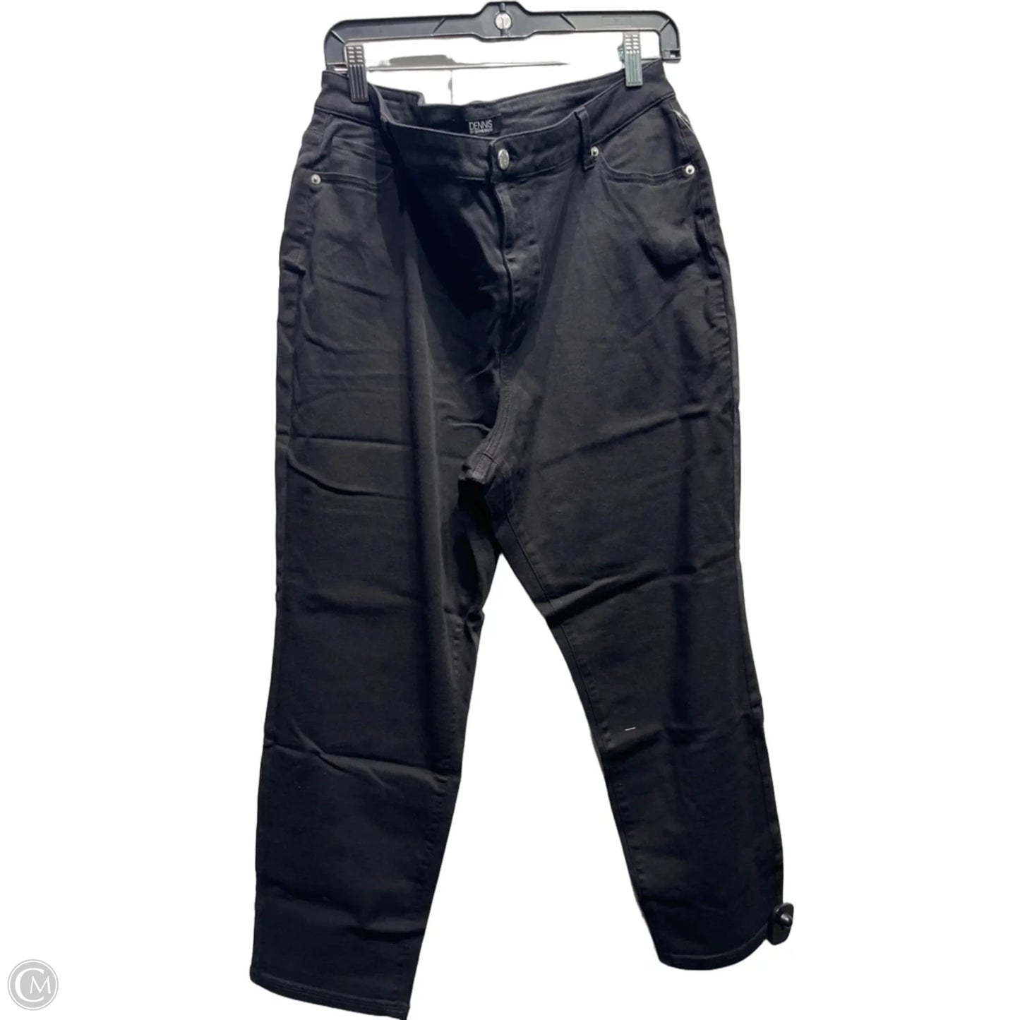 Jeans Straight By Dennis Basso Qvc In Black Denim, Size: 18