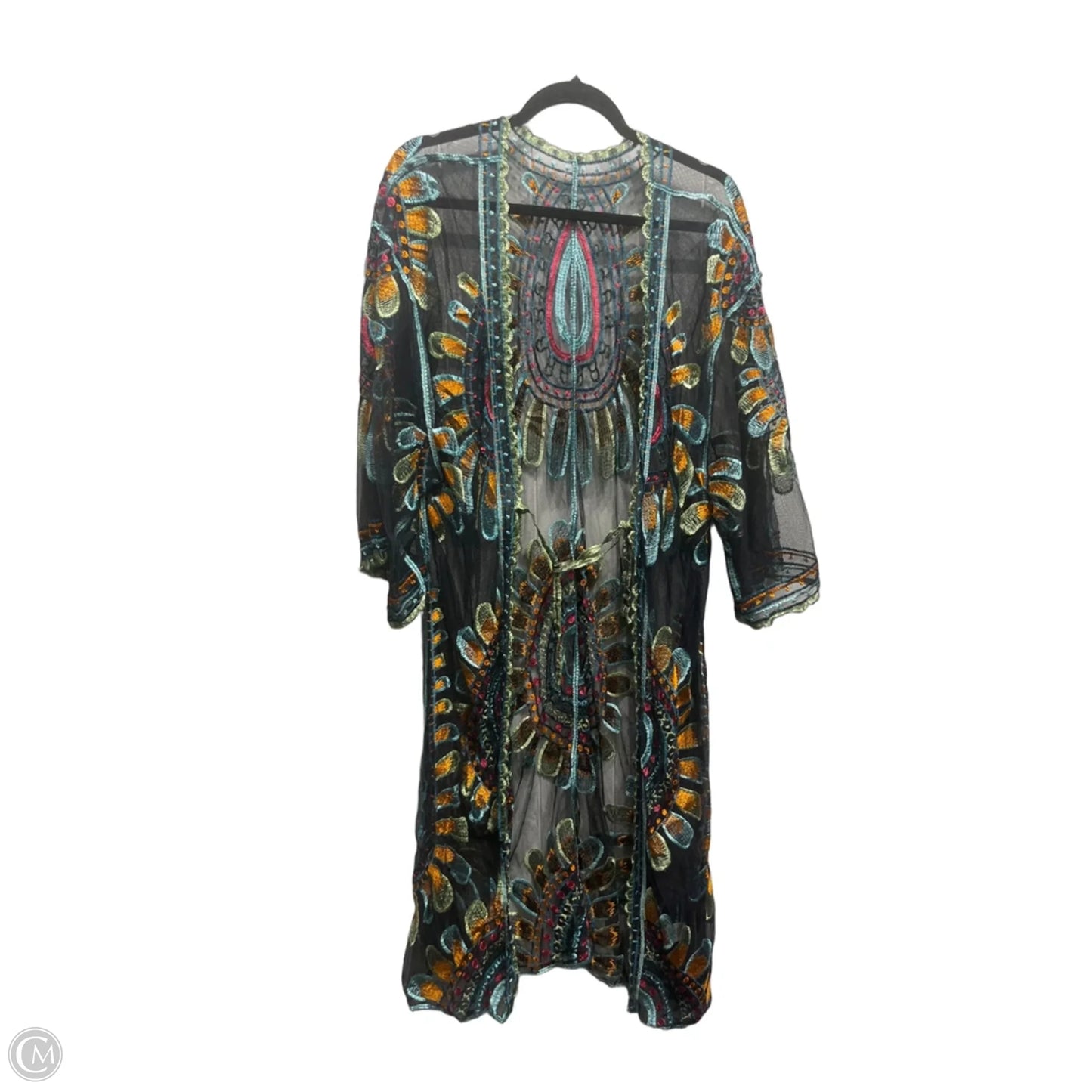 Kimono By Clothes Mentor In Green & Orange, Size: L