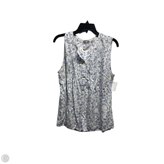 Top Sleeveless By Gap In Blue & White, Size: Xl
