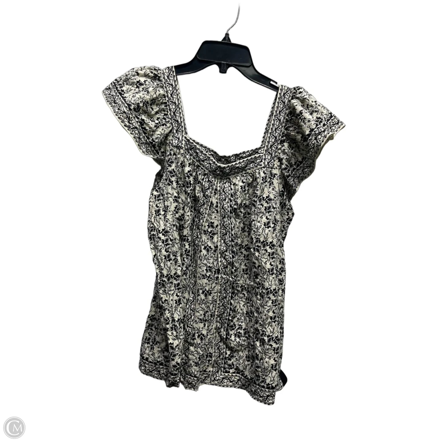 Top Short Sleeve By Max Studio In Black & Cream, Size: L